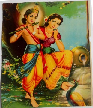  mural Peintre - Murali Manohar Krishna avec Radharani hindouisme